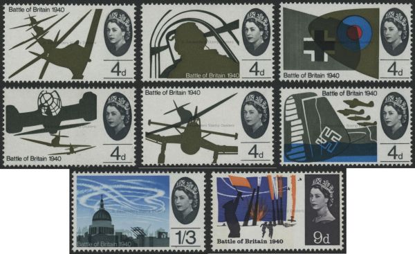 SG671-678 Set of 8 Ord 1965 Battle of Britain