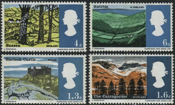 SG689p-692p Set of 4 Phos 1966 Landscapes