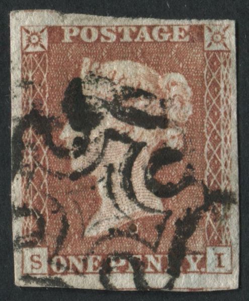 SG7 pale Red Brown SI, a fine example from plate 11 from worn plate, 4 large margins F/U