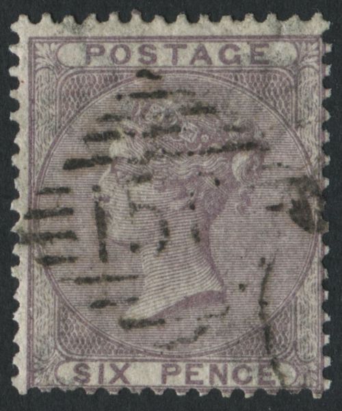 SG70 6d Lilac fine light Irish cancel, well centred