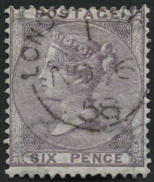 SG70 6d pale Lilac struck with London 1858 cds