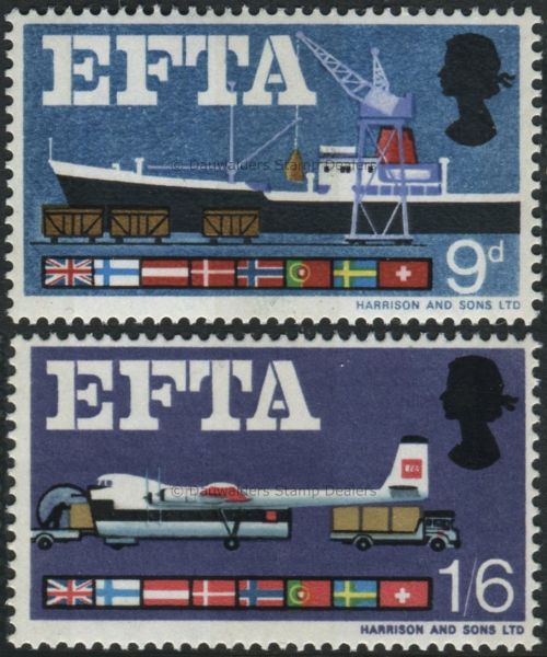 SG715p-716p Set of 2 Phos 1967 EFTA