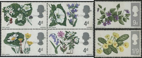 SG717p-722p Set of 6 Phos 1967 Flowers