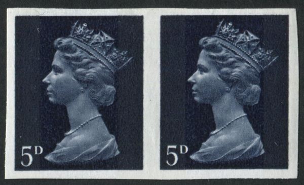 SG735var 5d Indigo imperforate pair unmounted mint