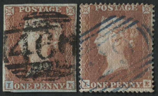 SG8/16b Pl100 1850 1d Red-Brown Pl100, IE, Archer P.16, with imperf 1d from same plate