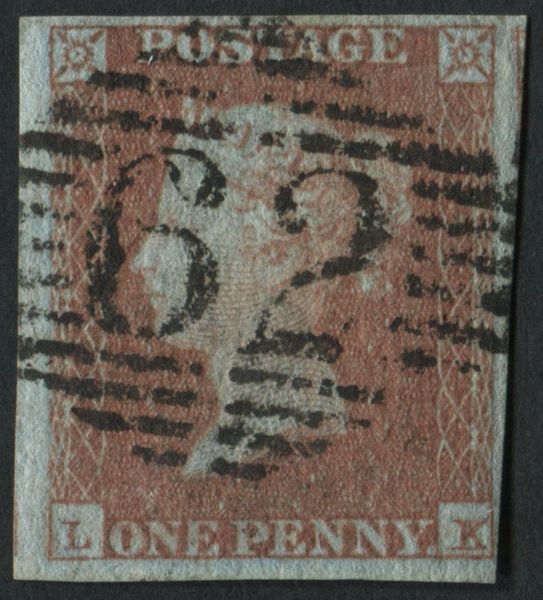 SG8 1d red brown LK plate 113, 4 good margins V fine Belfast Split 186 numeral