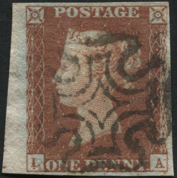 SG8 1d Red Brown ME plate 19 LA, double letter L 4 clear to very large margins