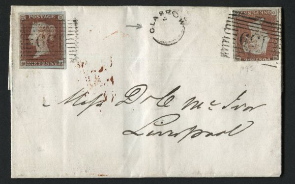 SG8 1d Red Brown OL and Pl.88 SA, Glasgow numeral plus a tiny undated unframed Glasgow Thimble