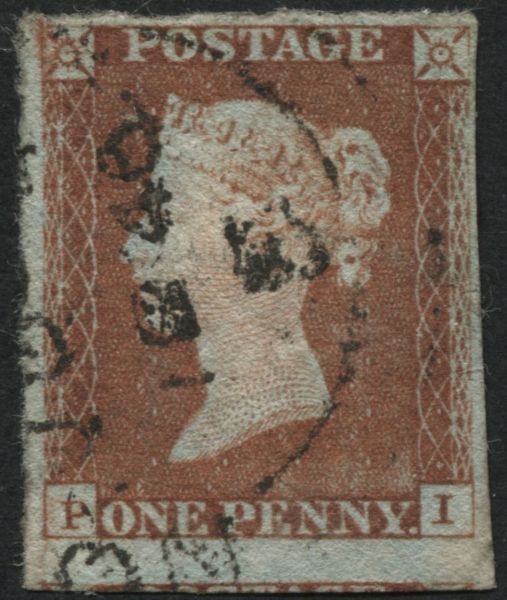 SG8 1d Red Brown PI 4 clear margins has superb plate 62 1848 cds