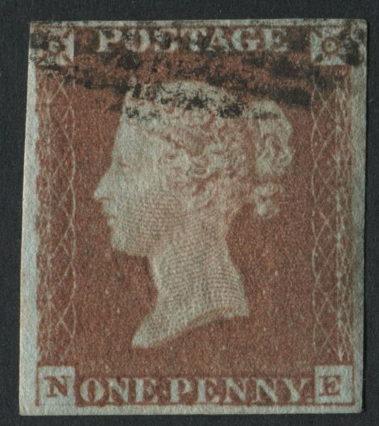 SG8 SpecBS28 Pl74 1841 1d Red-Brown NE, 4 margins F/U with profile clear