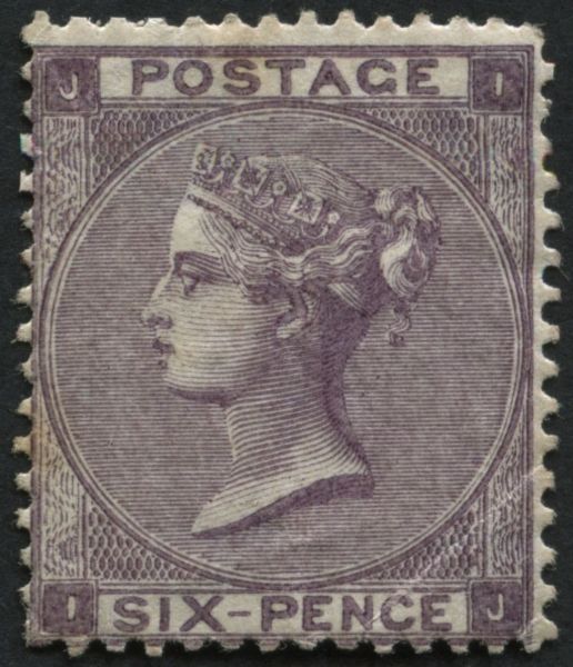 SG83 6d deep Lilac fine mint with gum, short corner perforations