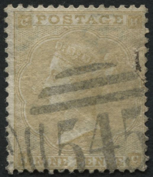 SG86 9d Straw, F/U with numeral cancel