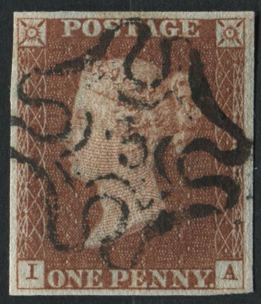 SG8m 1d Red Brown IA used with number 3 in upright mode, shows complete numeral superb 4 margins