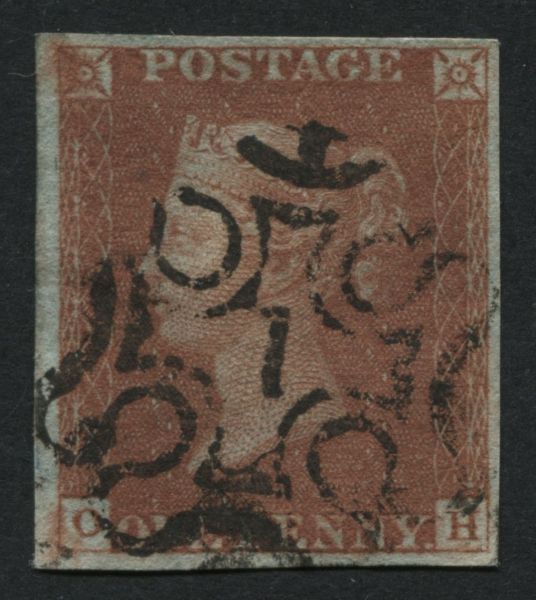 SG8m 1d Red Brown OH 4 margins, superb London No.1 in Maltese cross