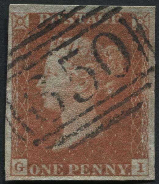 SG8p 1d Red Brown, fine 650 cancel 4 margin