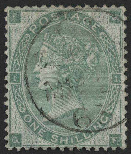 SG90 1/- Green perfectly centred, perfectly cancelled, Glasgow CDS