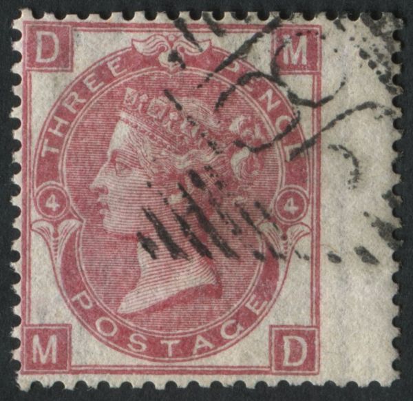 SG92 3d Rose plate 4 MD a wing margin example with light Dublin cancel