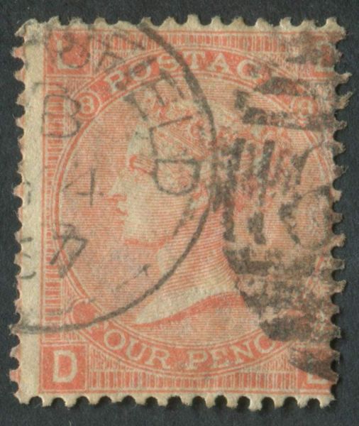 SG94 4d Vermilion, Pl8, DL, fine used with part duplex cancellation