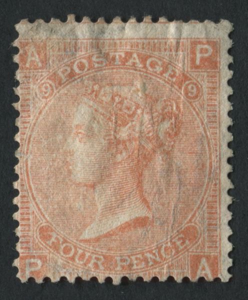 SG94 4d vermilion plate 9 superb faint cancel