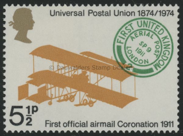 SG955 5p Farman Biplane 1974 UPU