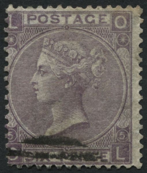 SG97 pl5 1865-67 6d Lilac plate 5 OL, small part cancellation well clear of profile