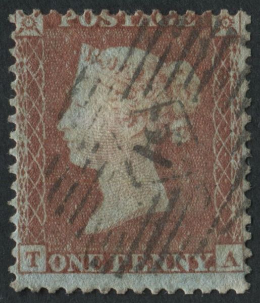 SGC2 1d Red Brown TA 5C Die I WMK INV, Reserve plate 3 superbly cancelled