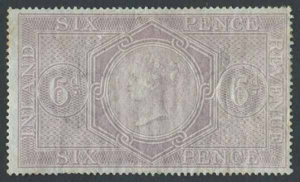 SGF14 Fiscal 1860-67 6d Pale Reddish Lilac, few nibbled perfs but good, M/M