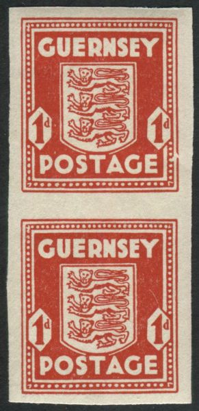 SGGW 13 1d Scarlet imperforate vertical pair unmounted mint (Lot 2)