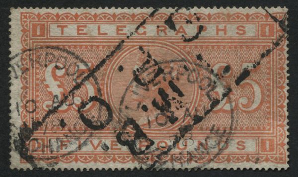 SGL237 5 Orange Post Office Telegraph DI, F/U Liverpol cds 1878