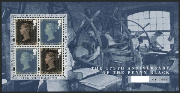 SGMS3711 175th Anniv 1d Black and Europhilex o/p 2015