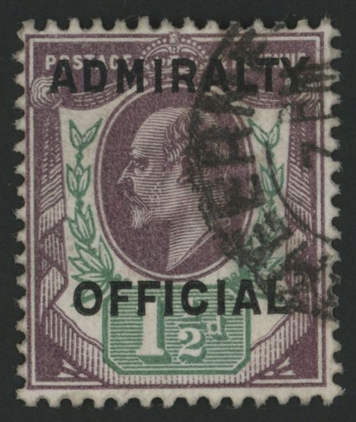 SGO109 1d Purple/Green ADMIRALTY OFFICIAL type 2, F/U double ring cancel