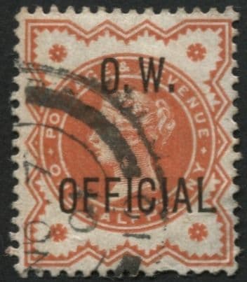 SGO31 d Vermilion office of works official, fine double ring cancel