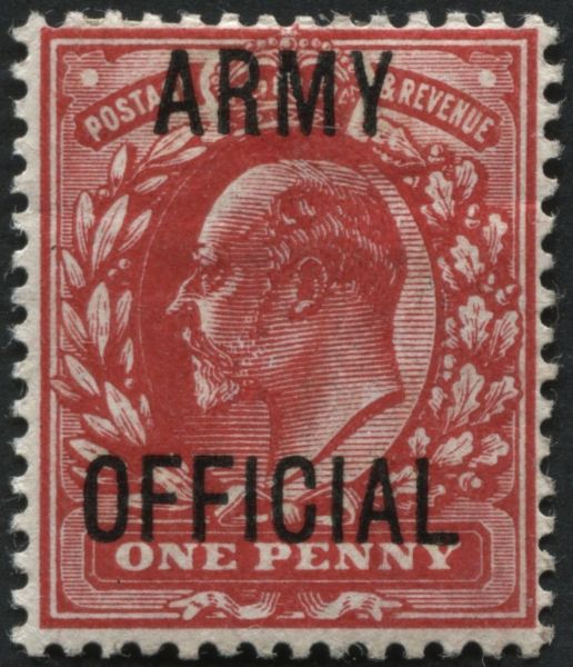 SGO49 SpecM020h Army Official 1d Scarlet variety splayed Y M/Mint