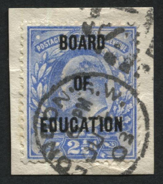 SGO85 2d Ultramarine Board of Education tied to small piece, London cds