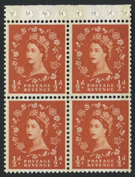 SGSB18 1961 (14 Jy) d Orange-Red booklet pane with selvedge, perf AP, wmk crown to left, U/M