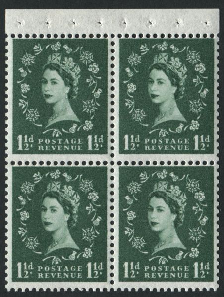 SGSB69a 1962 (5 Jun) 1d Green booklet pane of 4 with selvedge, perf I, U/M