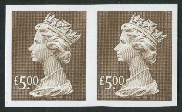 SGY1803a 1999 5 Brown IMPERFORATE pair, U/M