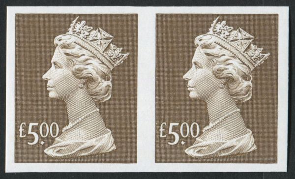 SGY1803a 1999 5 Brown IMPERFORATE pair, U/M (Lot 2)