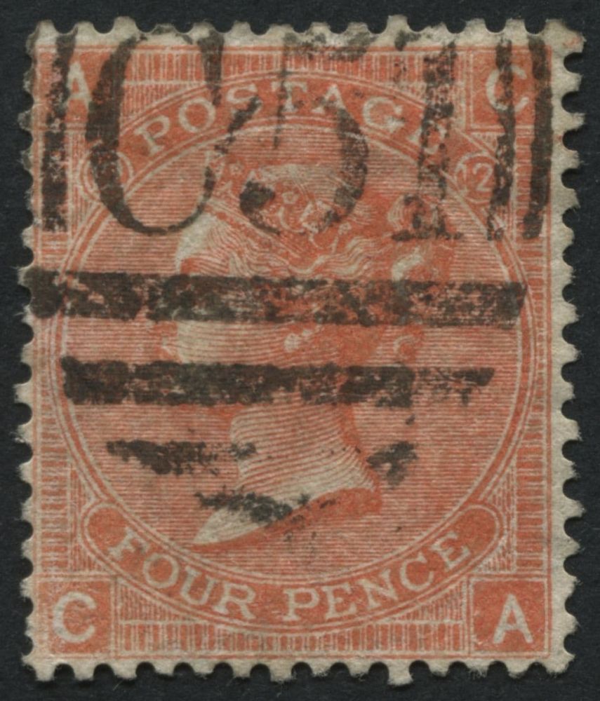 SGZ10 DANISH WEST INDIES USED ABROAD. 1865-73 4d Vermilion plate 12 CA, with C51of St Thomas, DWI.