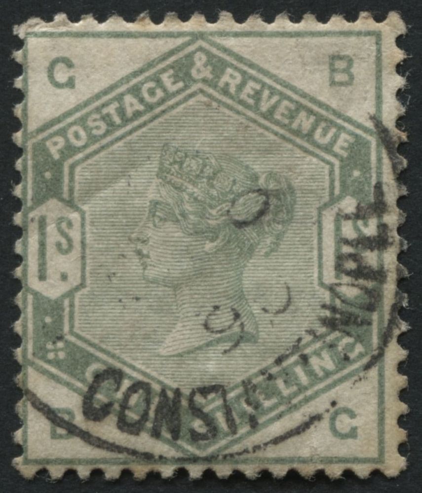 SGZ141 CONSTANTINOPLE USED ABROAD. 1883-84 1s dull Green BG, lightly cancelled with part