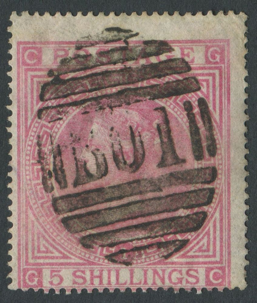 SGZ41 1867-74 5/- Rose plate 1 GC, complete central BO1