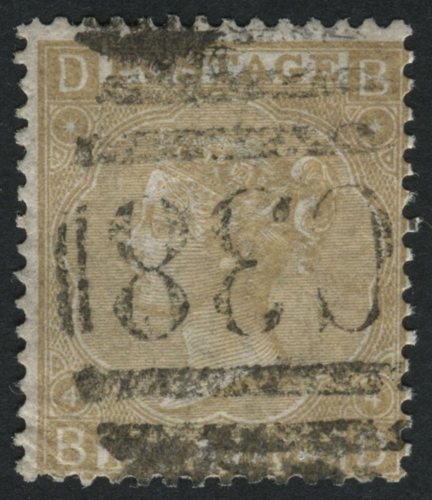 SGZ50 Peru 1865-79 9d Straw with central (inverted) strike C38 of Callao