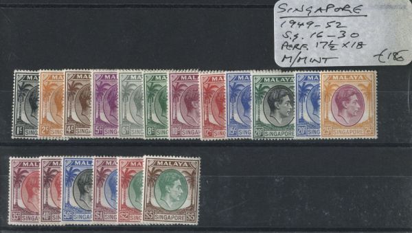 Singapore 1949-52 SG.16-30 P.17X18 M/M