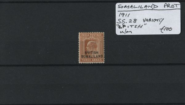 Somaliland Prot. 1911 SG.28 Var. 'BPITISH' U/M