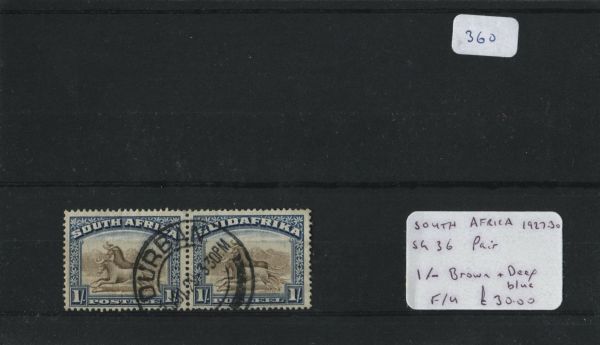 South Africa 1927-30 SG.36 Pair F/U