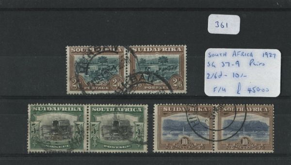 South Africa 1927 SG.37-39 Pairs F/U