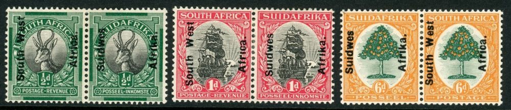 South West Africa 1926 SG.41-43 M/M pairs