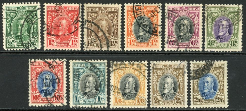 Southern Rhodesia 1931-37 SG.15a-26a set F/U p11.5 (missing perf on 1s6d)