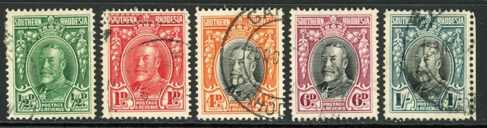 Southern Rhodesia 1931-37 SG.15b, 16b, 19b, 20b, 23b F/U perf 14