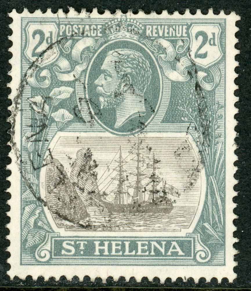 St. Helena 1922-37 SG.100a F/U variety ''broken mainmast''